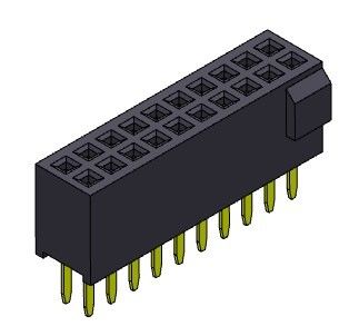 Dişi Başlık Konnektörü 1.27mm Çift Sıralı Düz ​​Tip, Çarpmalı 2*3PIN - 2*50PIN H=4.40mm