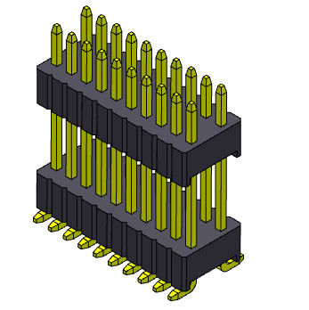 1.27*2.54mm Çift Sıralı Dişi Başlık Yığını Düz ​​SMT Tipi 2*3PIN - 2*40PIN SQ0.46mm