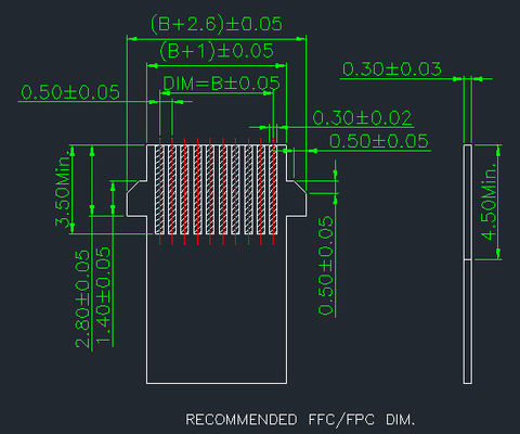 Pitch 0.5mm Fpc Connector 4 Pin To 68 Pin Sağ Köşede 90° Smt Tipinde Kolay H 2.55mm